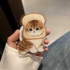 Cute Cartoon Toast Cat Design Magnetic Phone Grip for Magsafe, Phone Holder